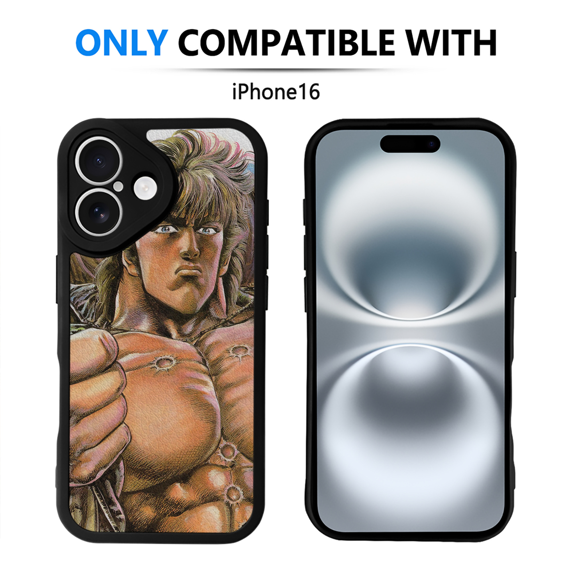 （画像用） 北斗の拳 Fist of the North Star 【iPhone 16シリーズ対応】シリコンスマホケース（レザー調） 材質：シリコン